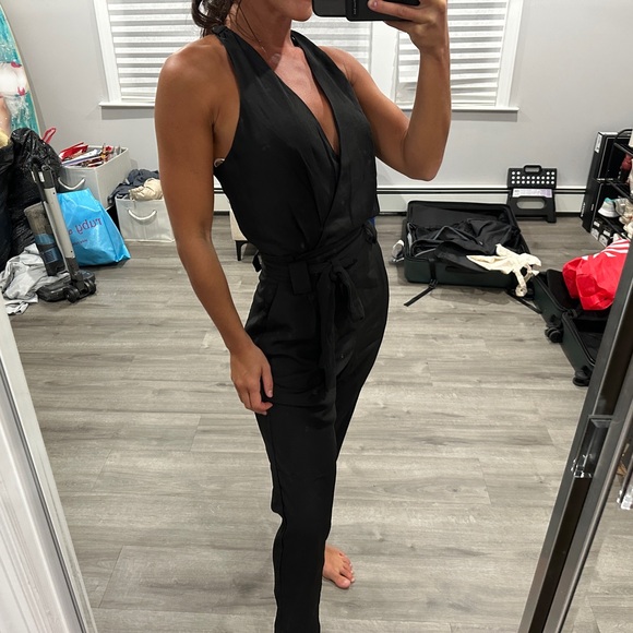 Lulus In the City Black Surplice Sleeveless Jumpsuit - Picture 3 of 9